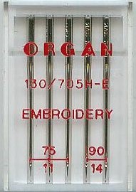 Organ 5x Embroidery Machineneedle no 75/90, 10 pcs